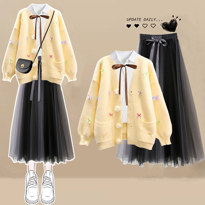 黃色/罩衫+白色/襯衫+黑色/裙類