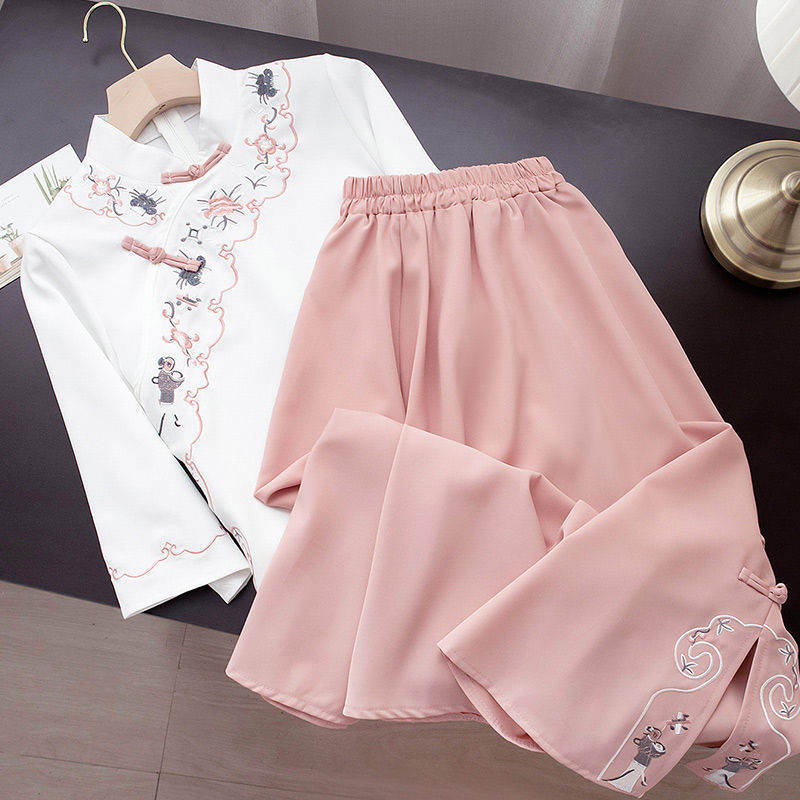 粉色/襯衫+粉色/半身裙類
