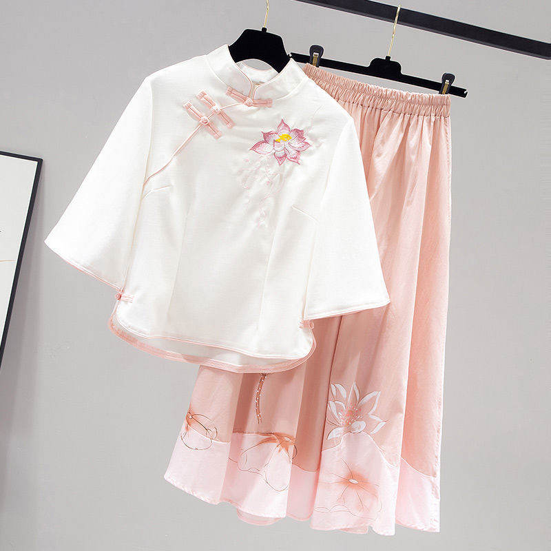 淺粉色/襯衫+淺粉色/半身裙類